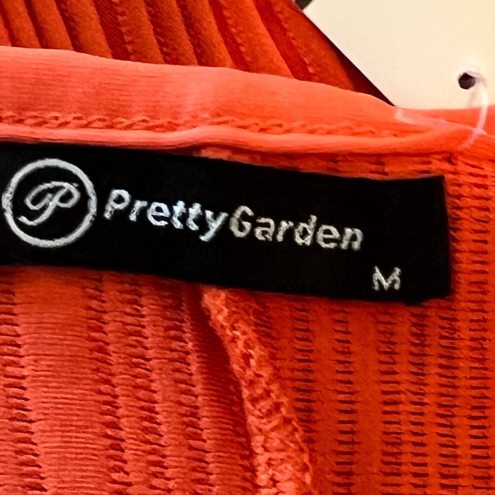 Prettygarden Vibrant Orange Textured Midi Orange Midi Size M - Picture 2 of 8